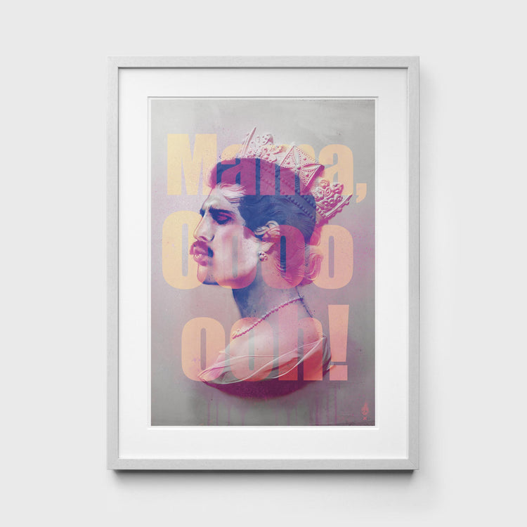 Freddie Mercury Print in White Frame