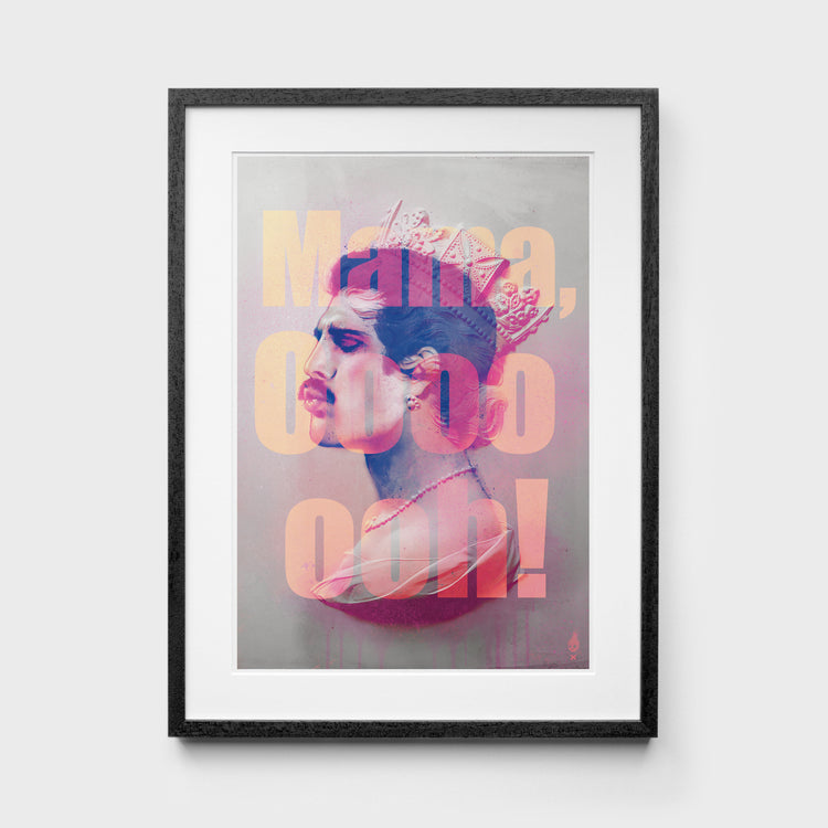 Freddie Mercury Print in Black Frame