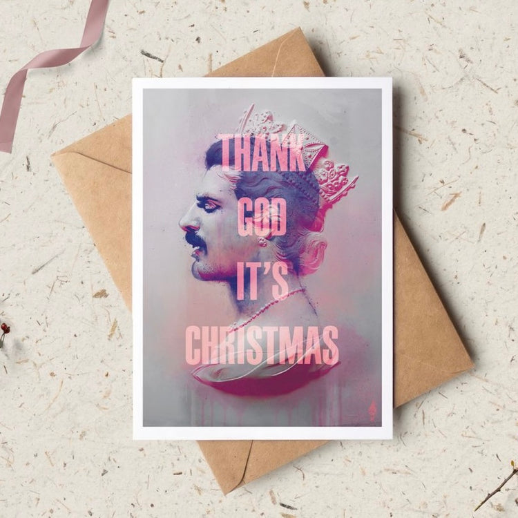 Freddie Mercury Christmas Card in Turquoise