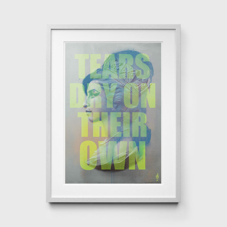 Amy Winehouse Tears Dry On Their Own Print in White Frame
