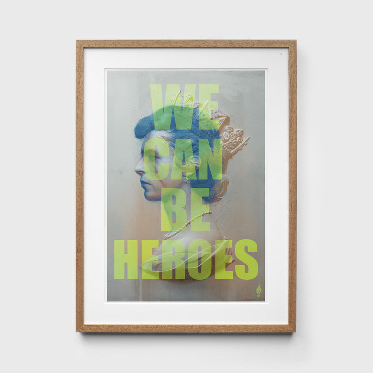 David Bowie We Can Be Heroes Print in Oak Frame