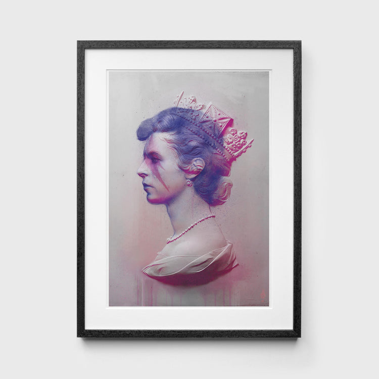 Pink David Bowie Print in Black Frame