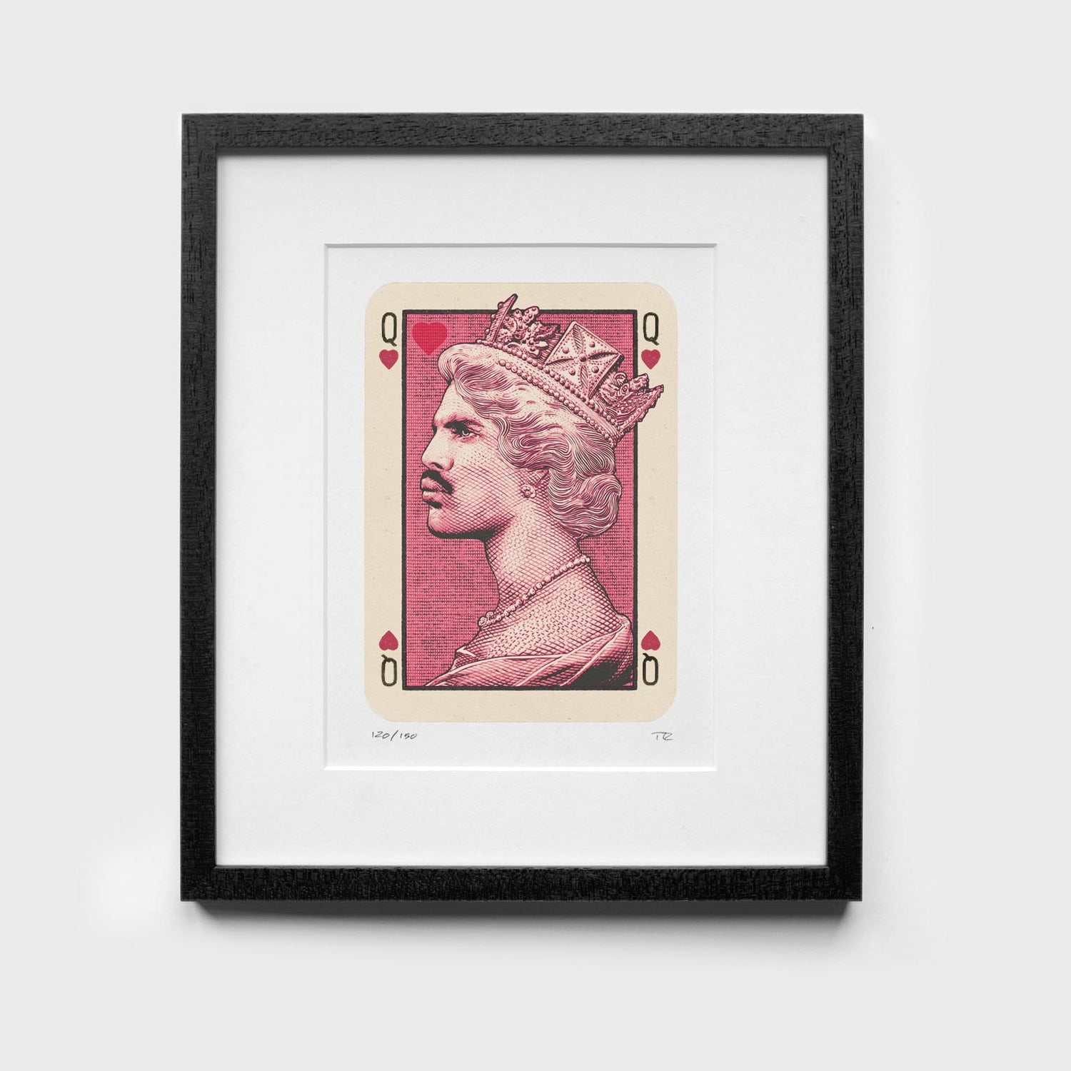 Queen of Hearts Freddie Mercury Print in Black Frame
