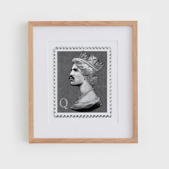 Framed Monochrome Mini Stamp Edition Freddie Mercury Print