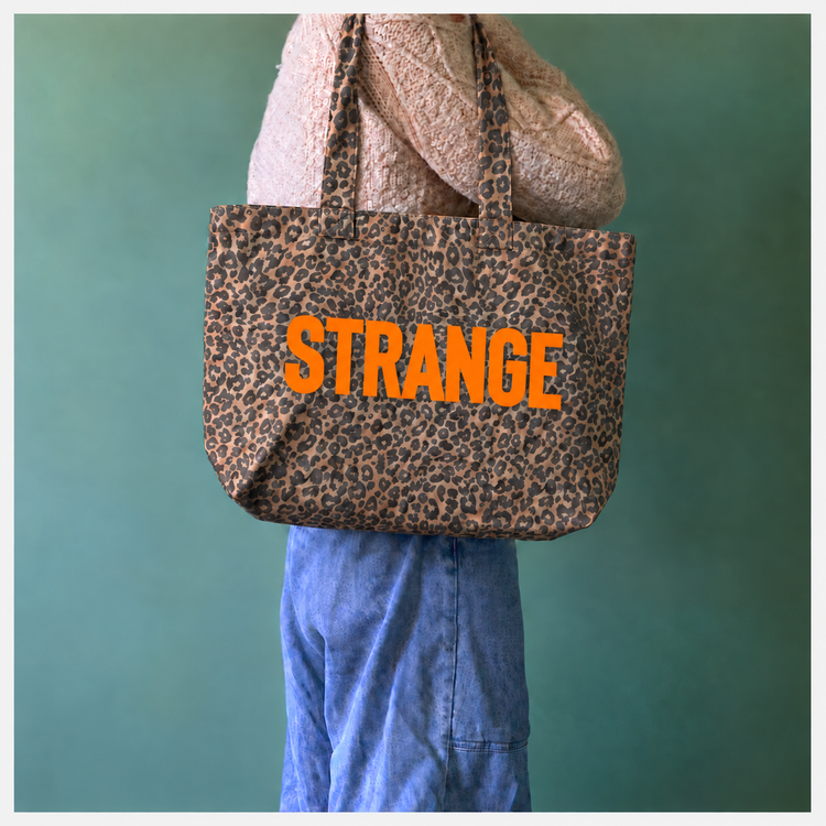 Vintage Leopard Print Shopper with Strange neon text