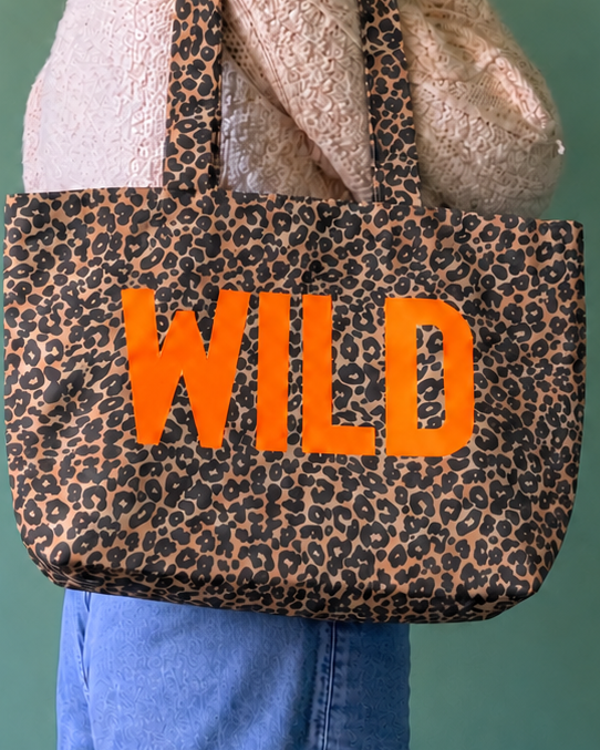 Vintage Leopard Print Shopper with Wild neon text