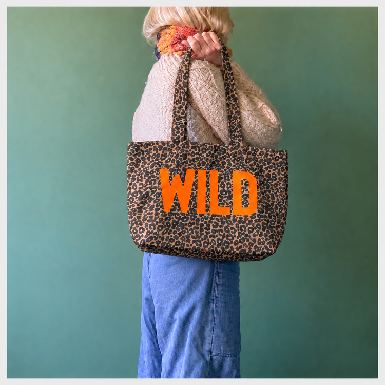 Vintage Leopard Print Shopper with Wild neon text