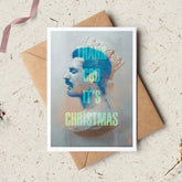 Freddie Mercury Christmas Card in Turquoise