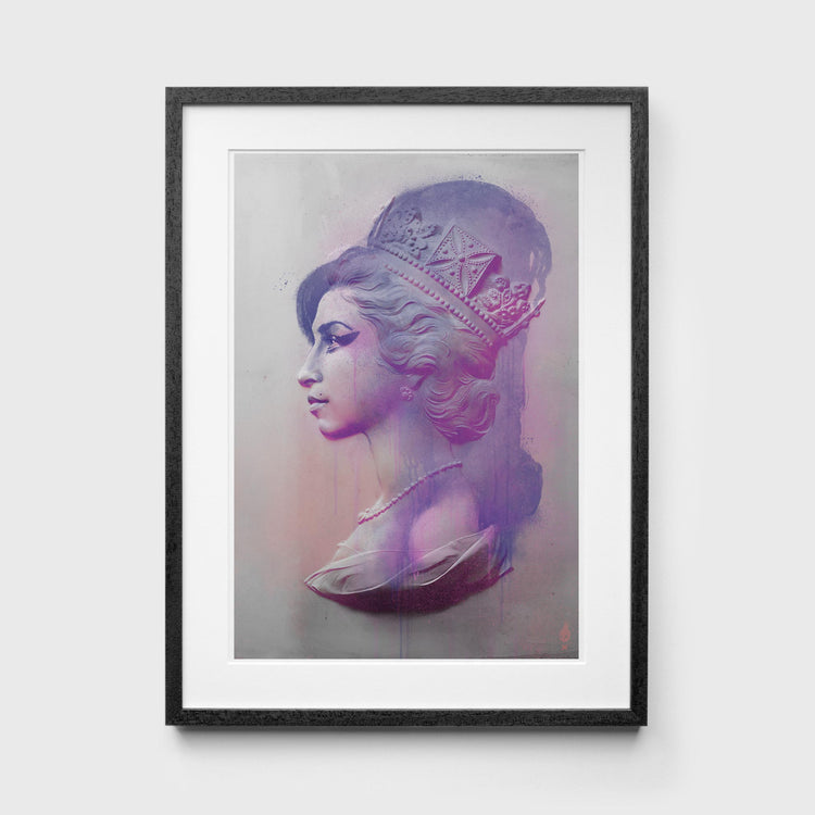 Pink Amy Winehouse Print in Black Frame