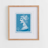 Framed Blue Mini Stamp Edition Freddie Mercury Print