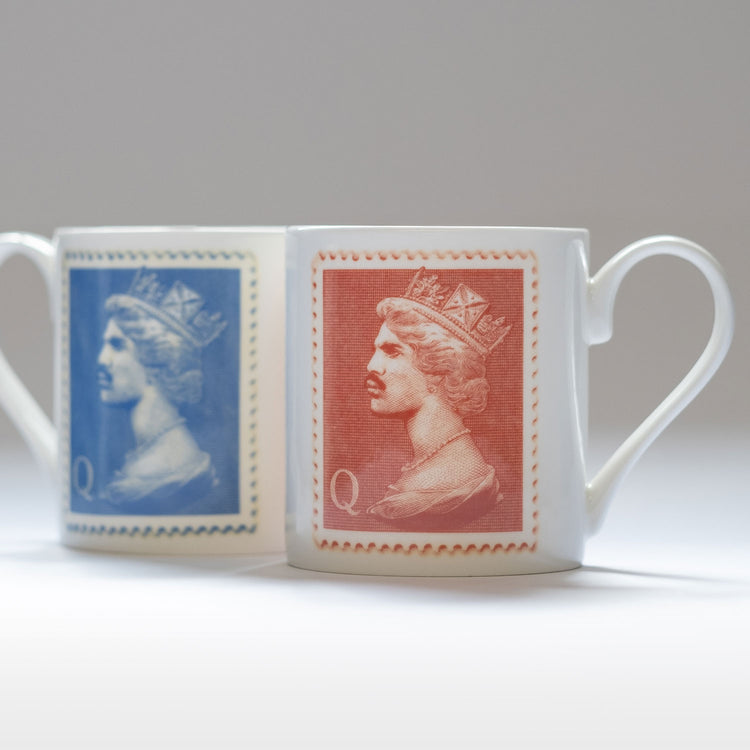 Freddie Mercury Stamp Mug in blue and red