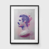 Pink Freddie Mercury Print in Black Frame