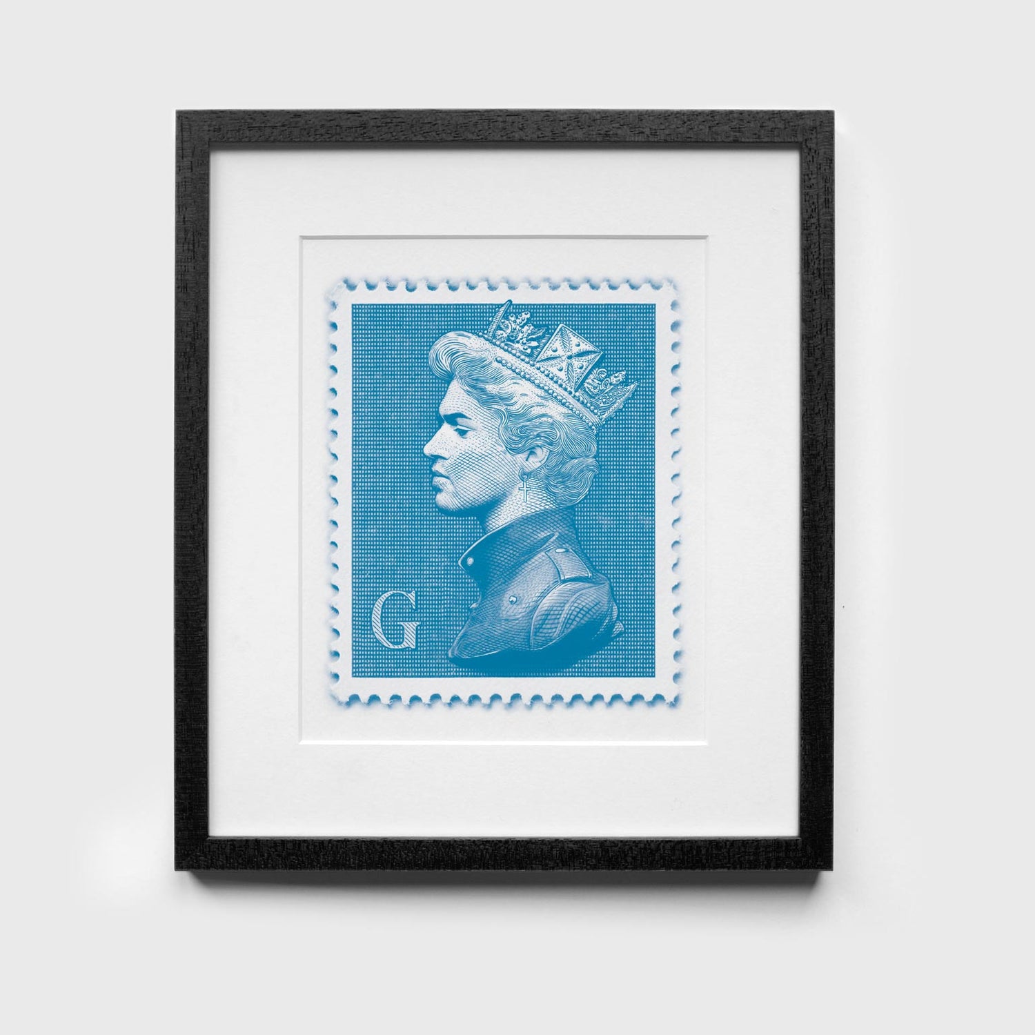 Blue George Michael Print in Black Frame