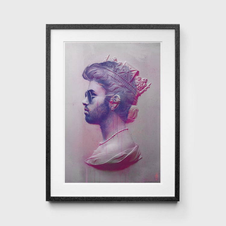 Pink George Michael Print in Black Frame