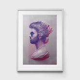 Pink George Michael Print in White Frame