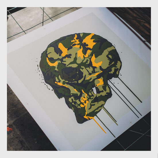 Camo Skull - Orange Print | Military Green